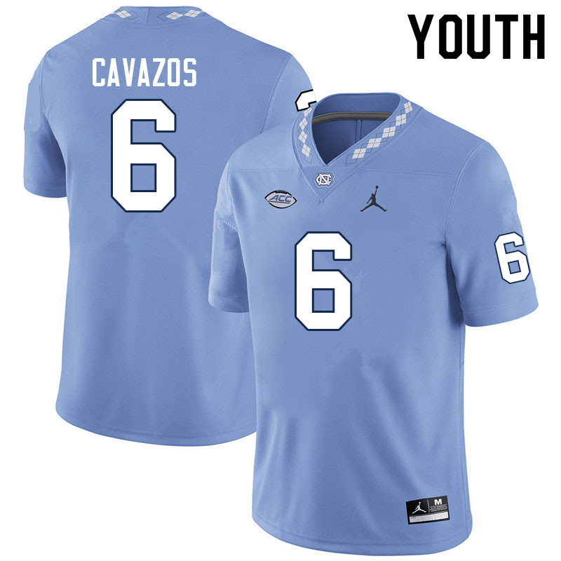 Youth #6 Lejond Cavazos North Carolina Tar Heels College Football Jerseys Sale-Carolina Blue